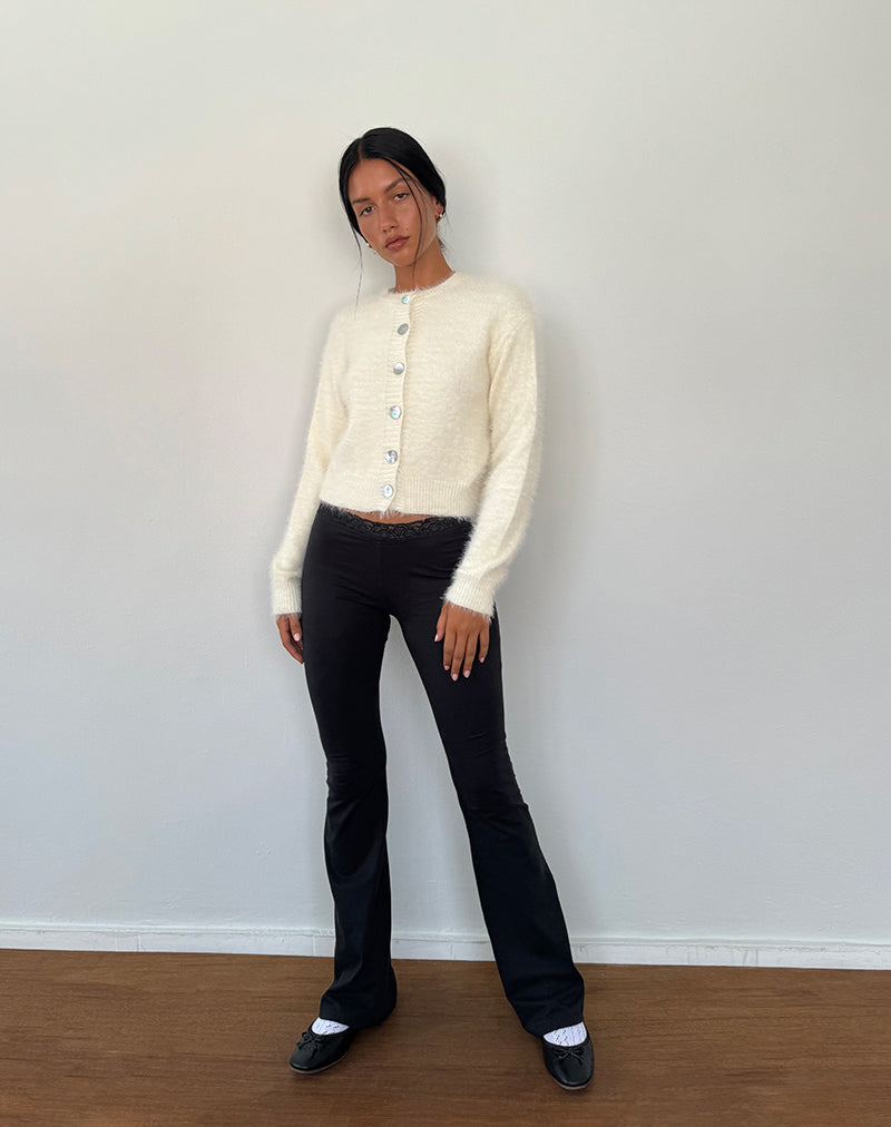 Sinena broek met kantrand in zwart