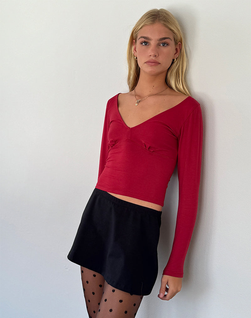 Sisil Lange Mouw Top in Adrenaline Rood