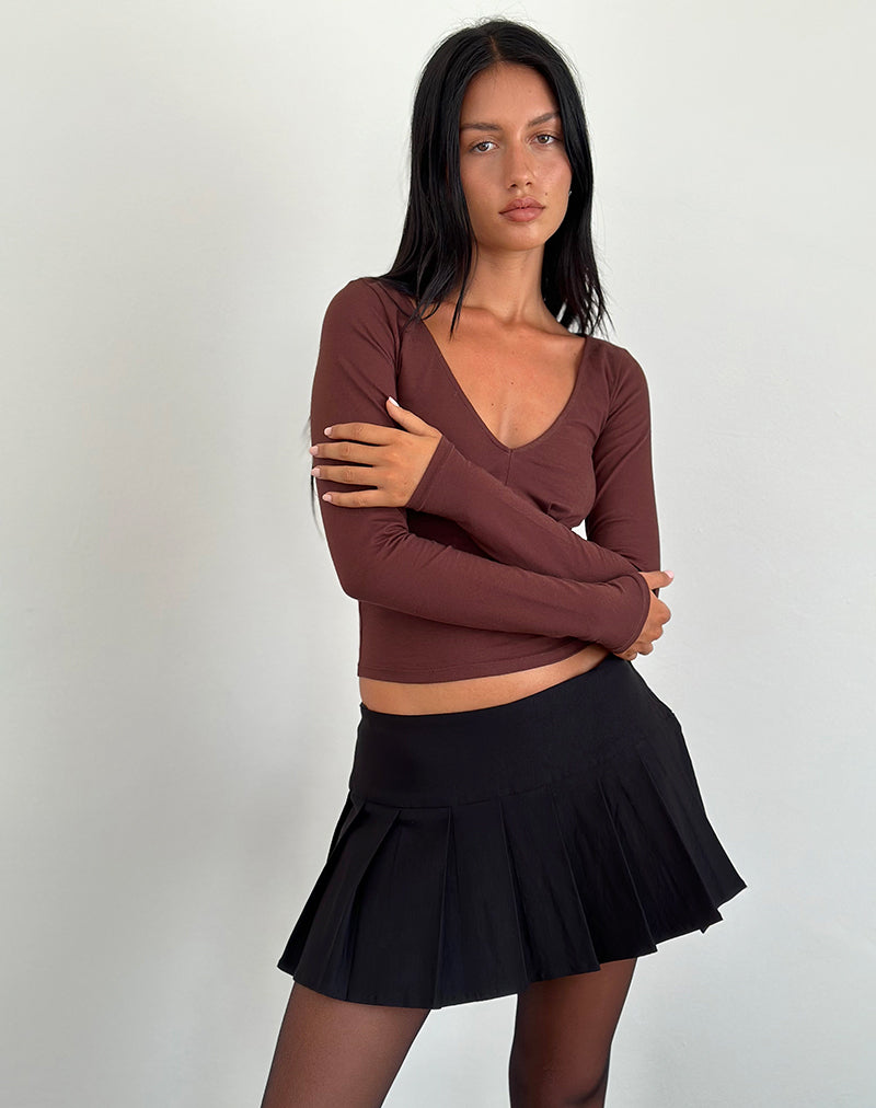 Sisil Lange Mouw Top in Bittere Chocolade