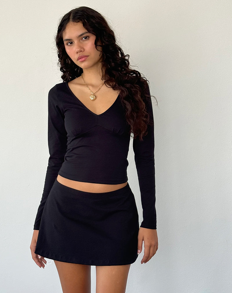 Sisil Lange Mouw Top in Zwart