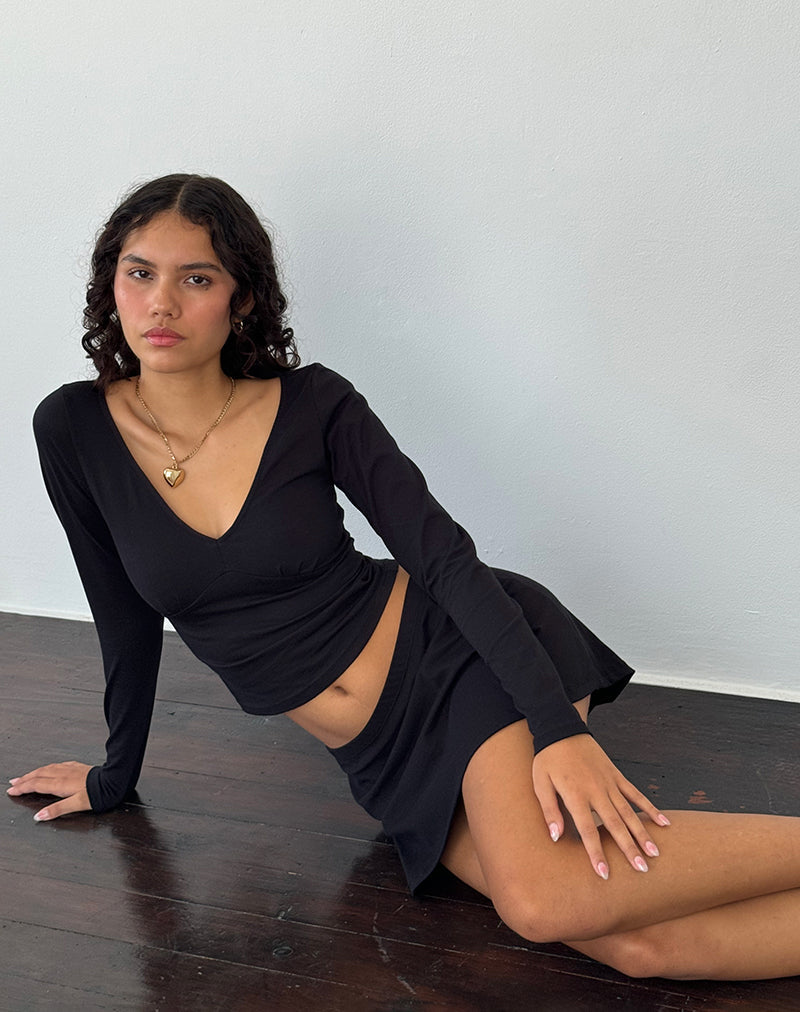 Sisil Lange Mouw Top in Zwart