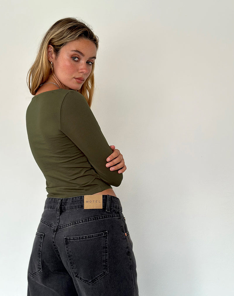 Afbeelding van Sisil Lange Mouw Top in Olijf
