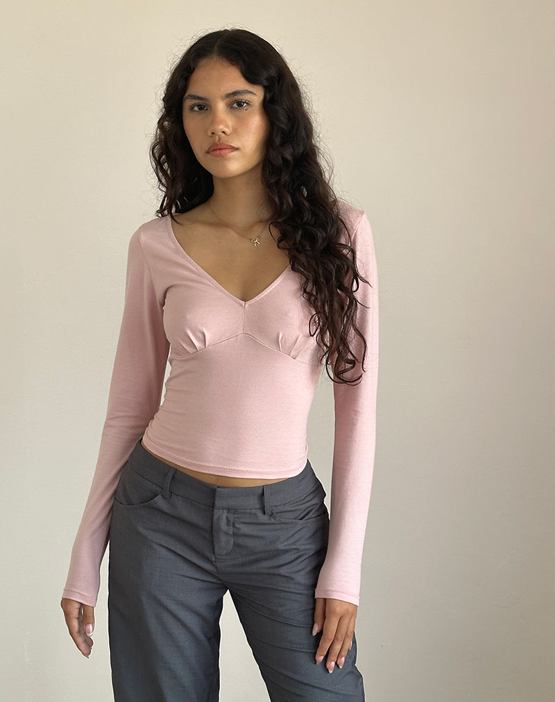 Sisil Lange Mouw Top In Roze Dame