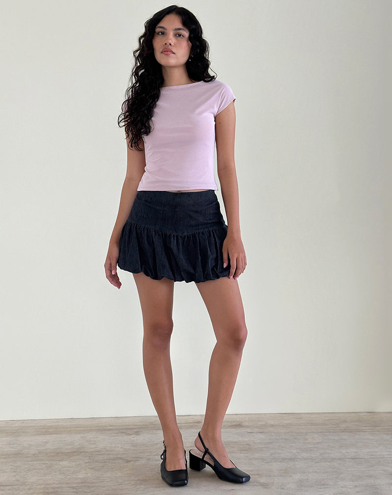 Afbeelding van Sisila Puffball Mini Rok in Chambray Indigo