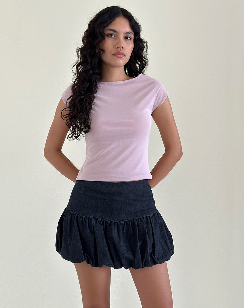 Afbeelding van Sisila Puffball Mini Rok in Chambray Indigo
