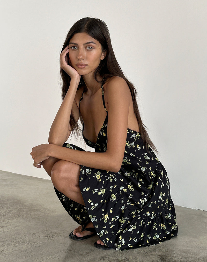 Afbeelding van Siskana Mini Dress in Lemon and Lime Zwart