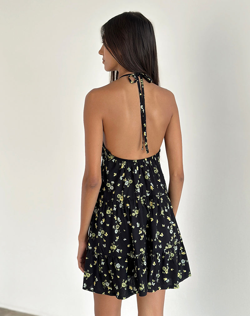 Afbeelding van Siskana Mini Dress in Lemon and Lime Zwart