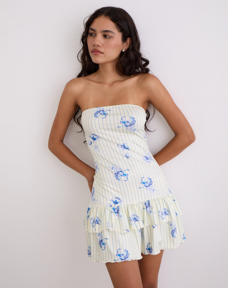 Afbeelding van Sitav Jurk in Bloemstreep Crème