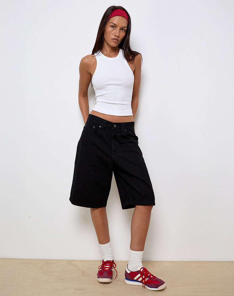 Afbeelding van Low Rise Skater Shorts in Rinse Black Denim