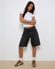 Afbeelding van Low Rise Skater Shorts in Washed Black Grey Denim