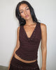 Afbeelding van Slater Top met studs in Rayon Jersey Bittere Chocolade
