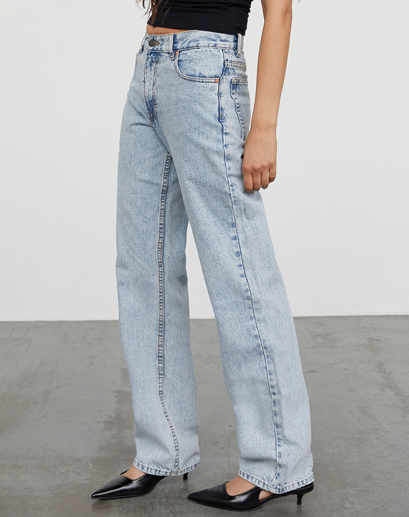 Halfhoge Slim Parallel Jeans in 80's Light Wash