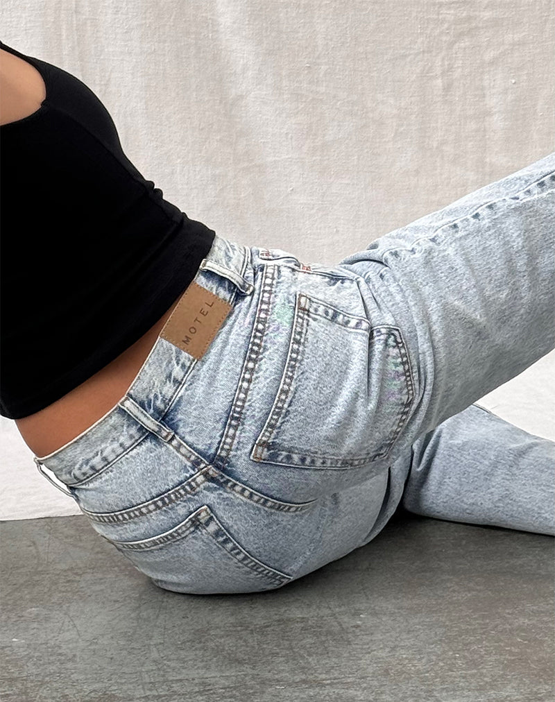 Afbeelding van Mid Rise Slim Parallel Jeans in 80's Light Wash
