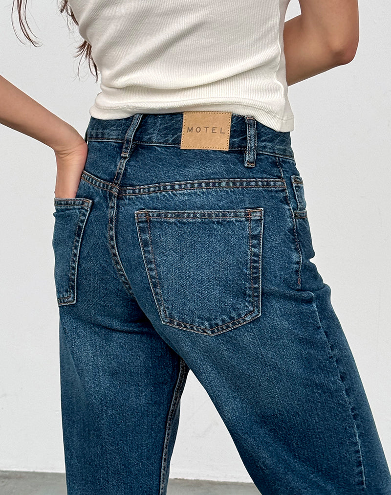 Afbeelding van Low Rise Slim Parallel Jeans in Mid Blue Used