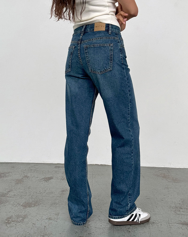 Afbeelding van Low Rise Slim Parallel Jeans in Mid Blue Used