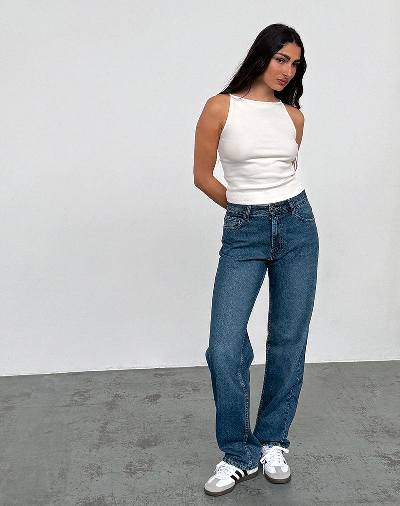 Afbeelding van Low Rise Slim Parallel Jeans in Mid Blue Used