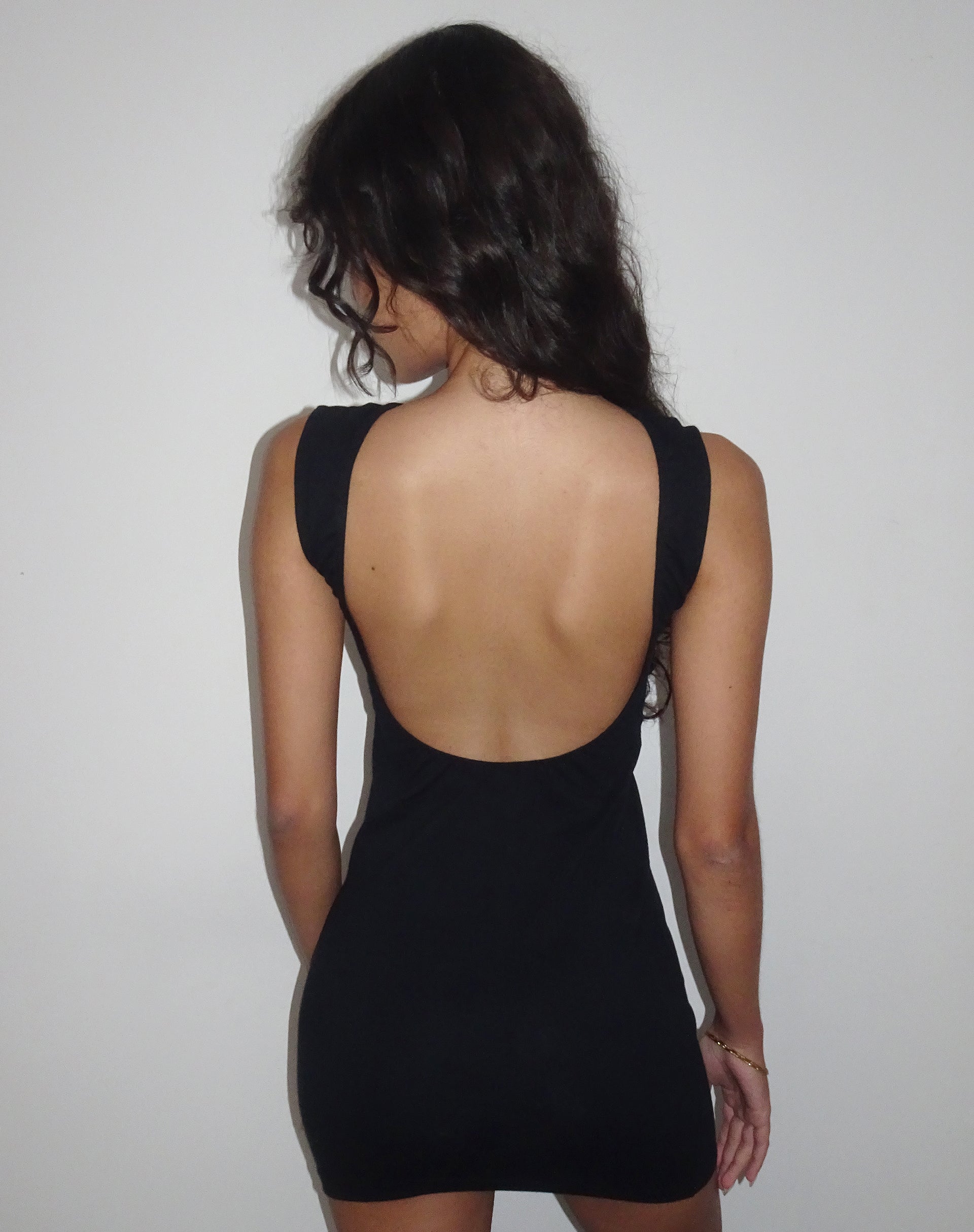 Afbeelding van Slony Low Back Mini Dress in Zwart Lycra
