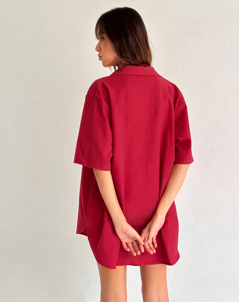 Afbeelding van Smith Oversized Shirt in Adrenaline Rood