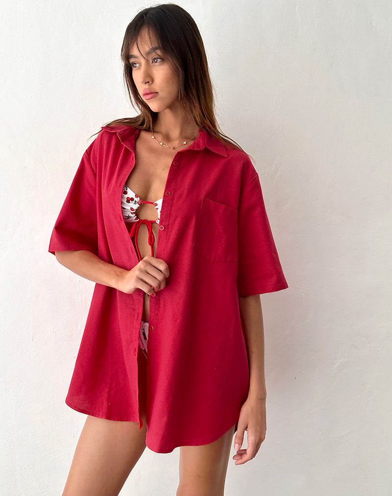 Afbeelding van Smith Oversized Shirt in Adrenaline Rood