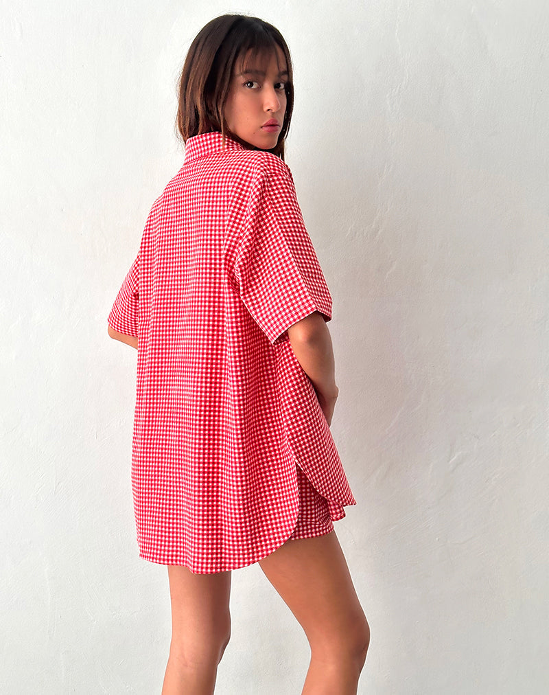 Afbeelding van Smith Oversized Shirt in Rood Gingham