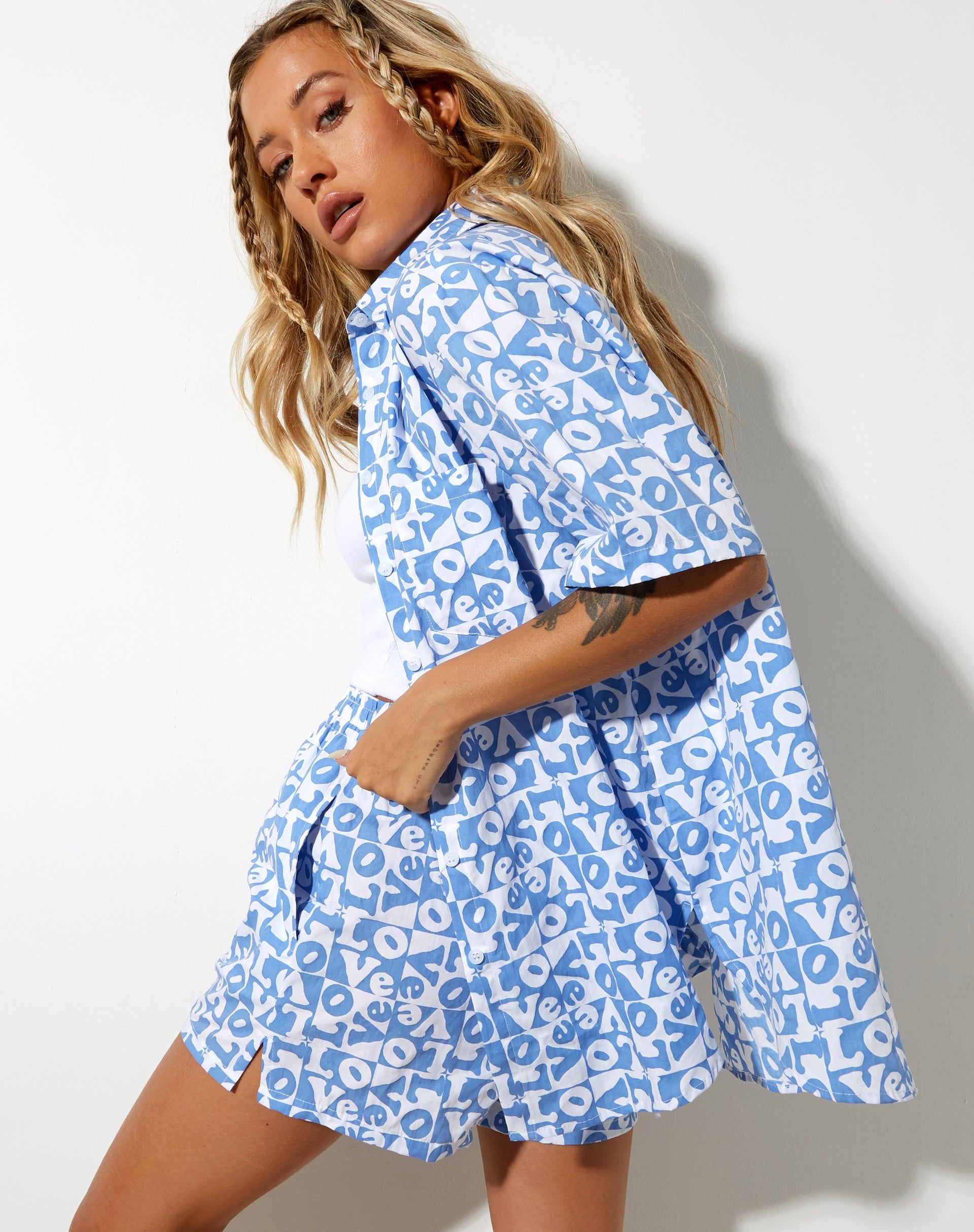 Afbeelding van Smith Shirt met korte mouwen in Love Checker Blue