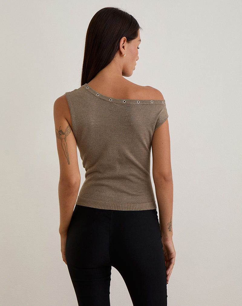 Afbeelding van Sojin Top in Lurex Goud met Oogjes