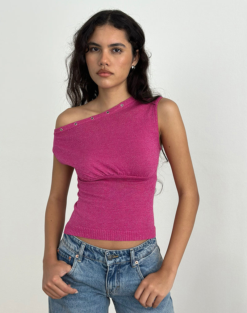 Afbeelding van Sojin Top in Lurex Roze met Oogjes