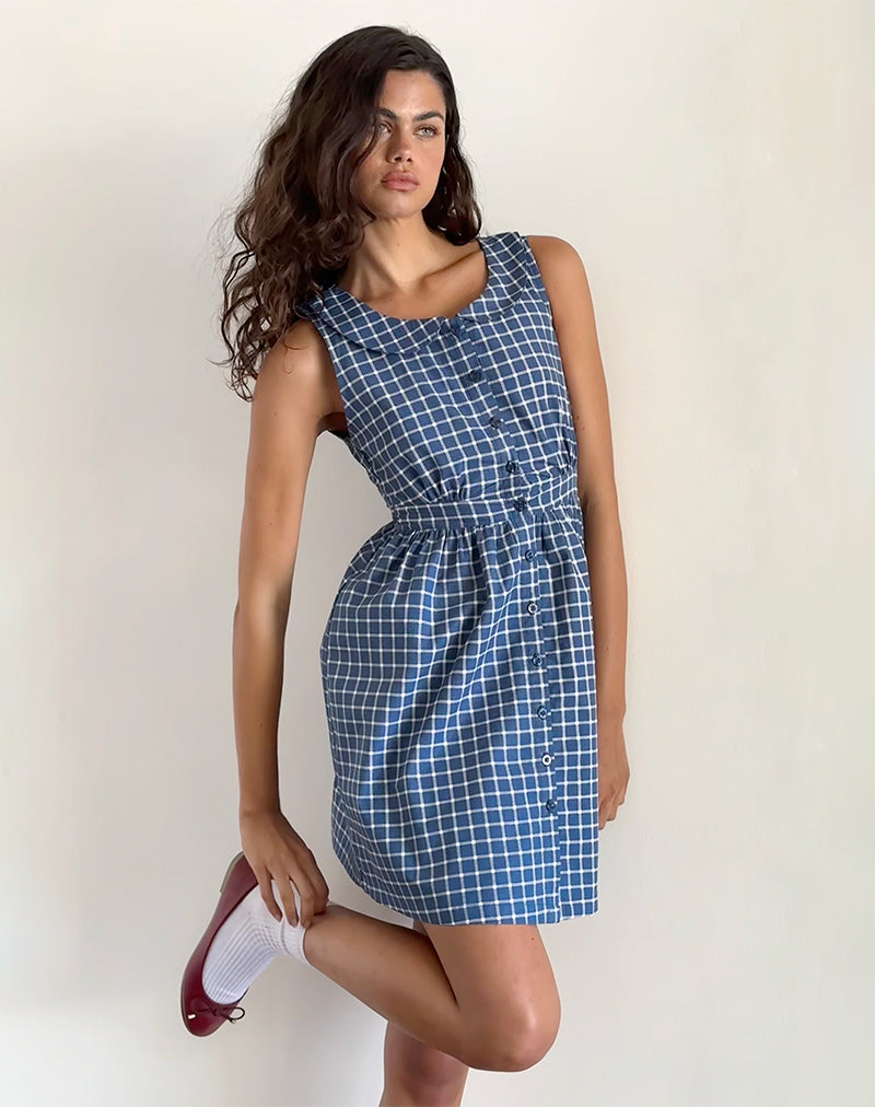 Sokasi Mini-jurk in marine ruitmotief