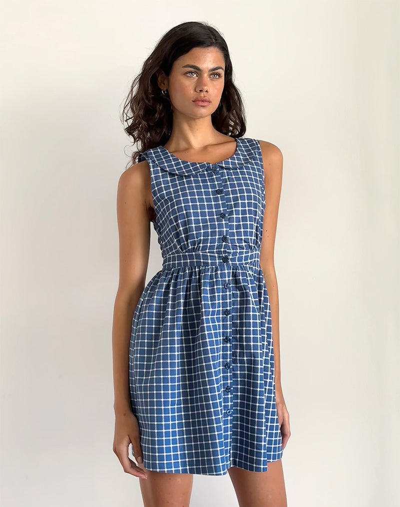 Sokasi Mini-jurk in marine ruitmotief