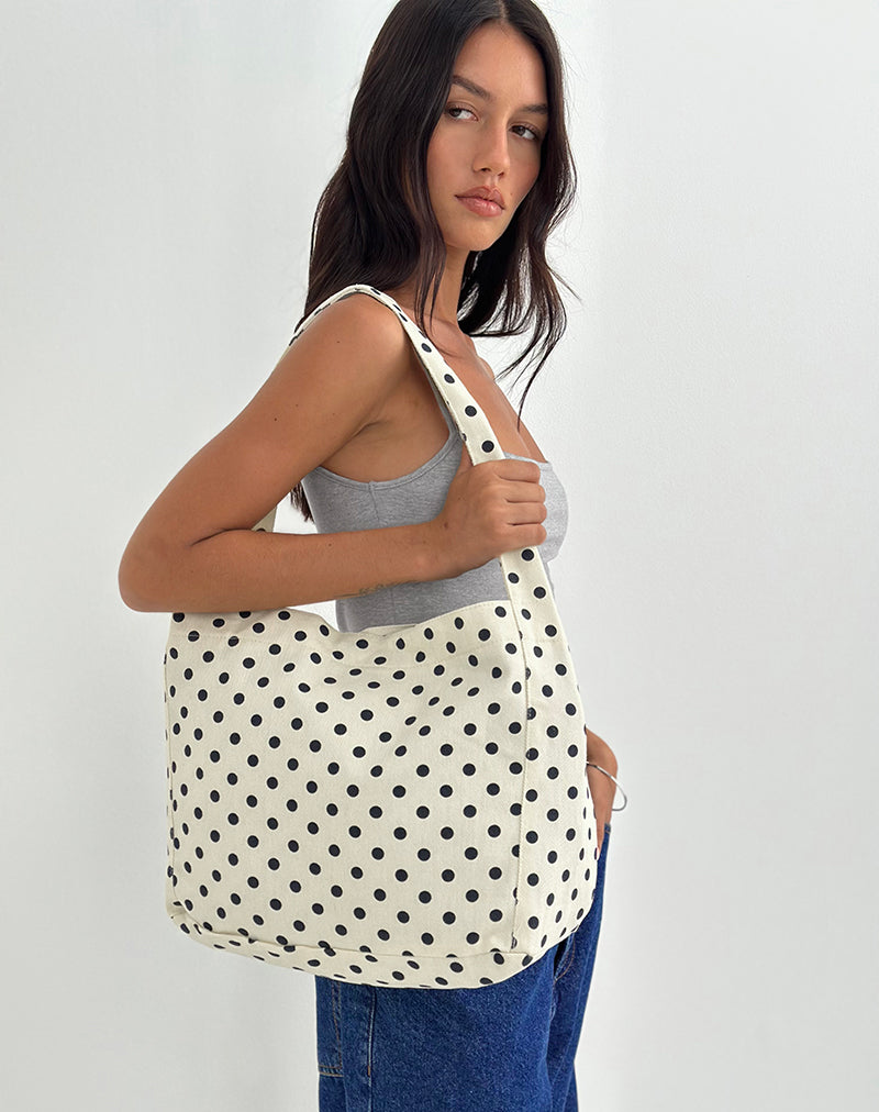 Afbeelding van Sota Polka Twill Tas in Wit en Zwart