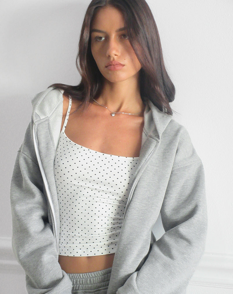 Solay Cami Top in Wit met Zwarte Micro Polka Print