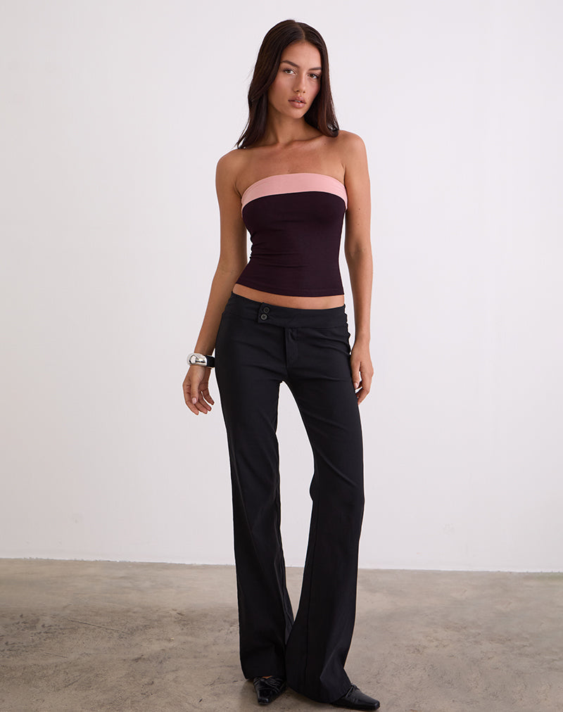 Afbeelding van Solna Bandeau Top in Redwood met Pink Lady Binding