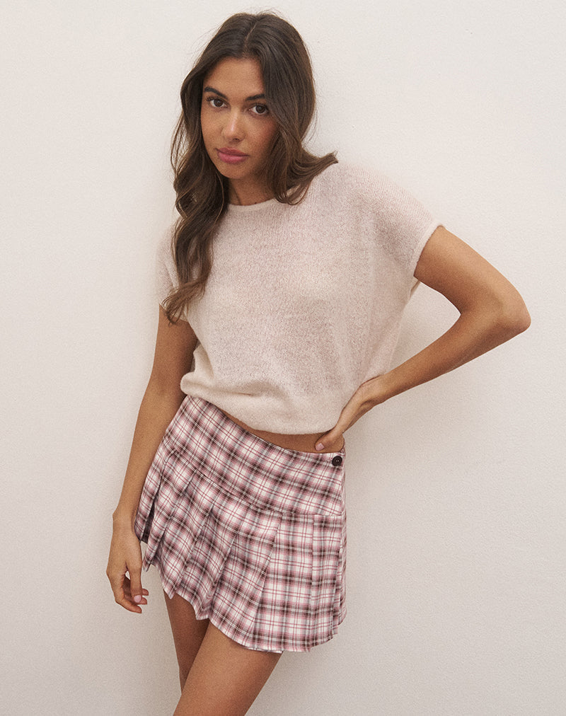 Afbeelding van Casini Mini Geplooide Micro Rok in Roze Ruit