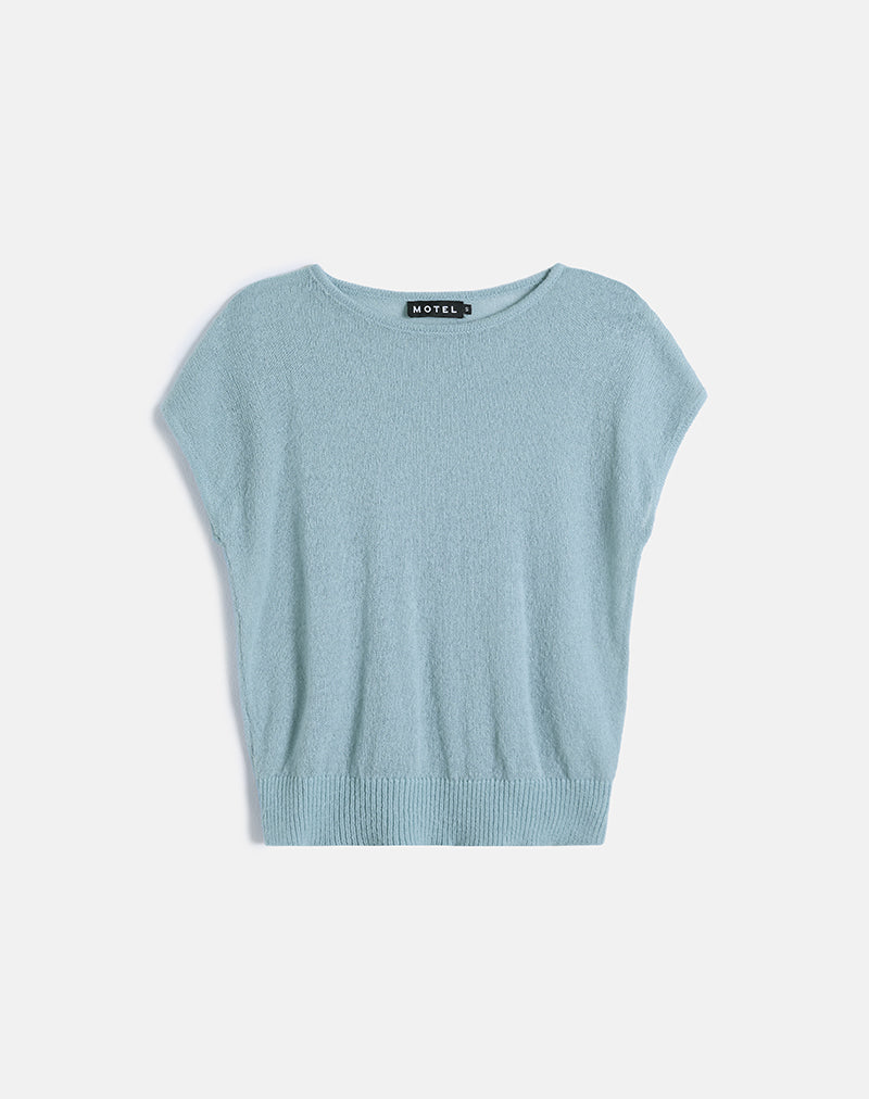 Afbeelding van Sorin Top met diepe tailleband in gebreid blauw