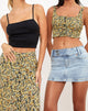 Afbeelding van Soyke Crop Top in Lente Ditsy Geel