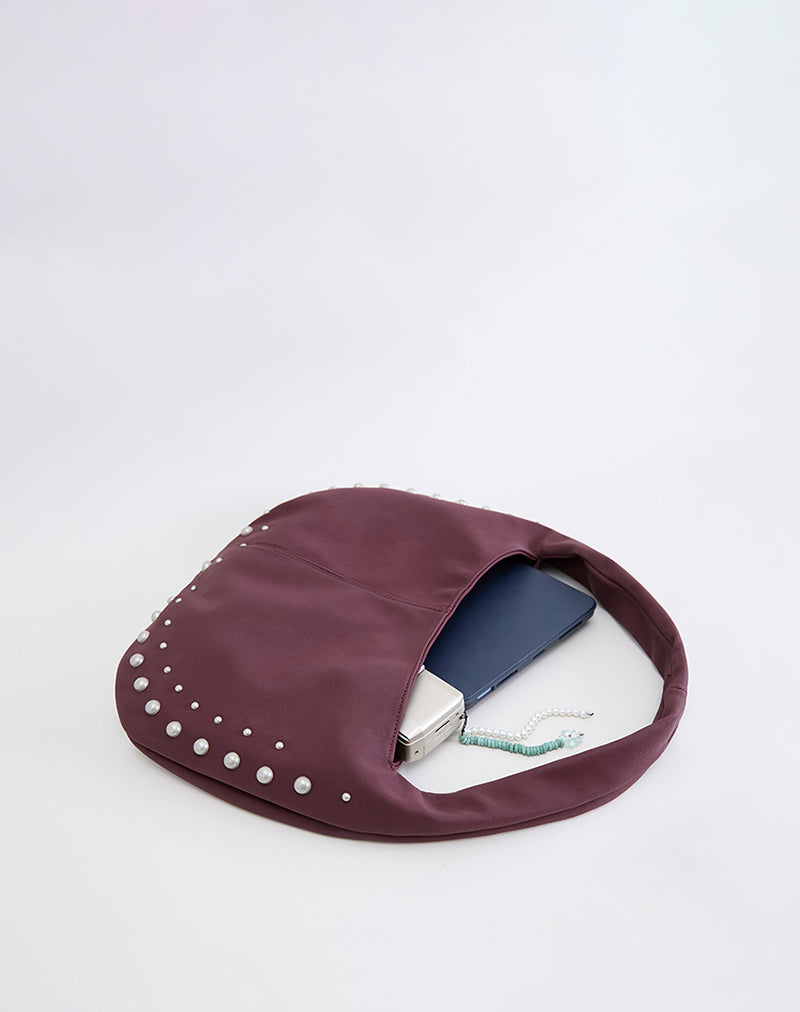 Afbeelding van Studded Slouch Bag in Bourgondië