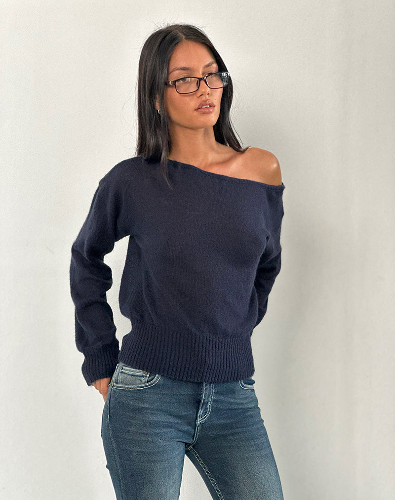Afbeelding van Suena Asymmetrische Trui in Navy