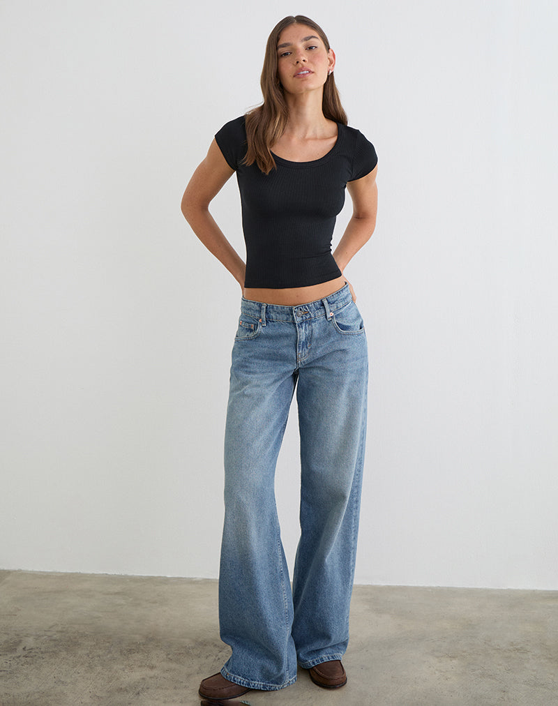 Afbeelding van Sumala Tee in dikke ribstof, zwart