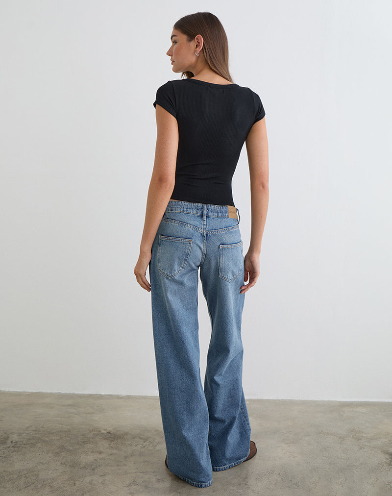 Afbeelding van Sumala Tee in dikke ribstof, zwart