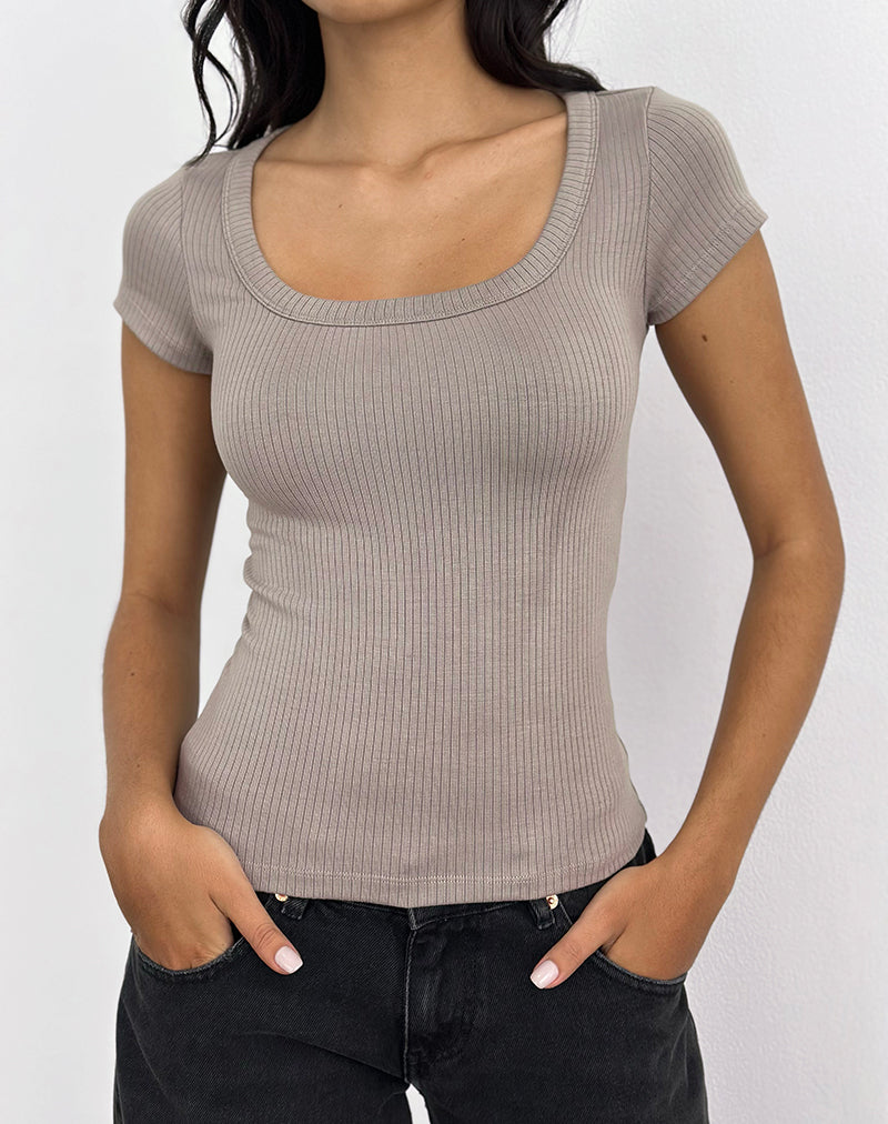 Afbeelding van Sumala Tee in Thick Rib Moon Rock