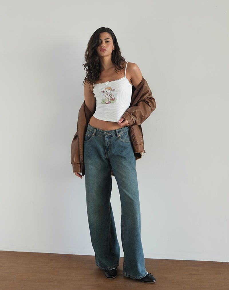 Afbeelding van Suna Vest Top in Little Girl Motief Wit