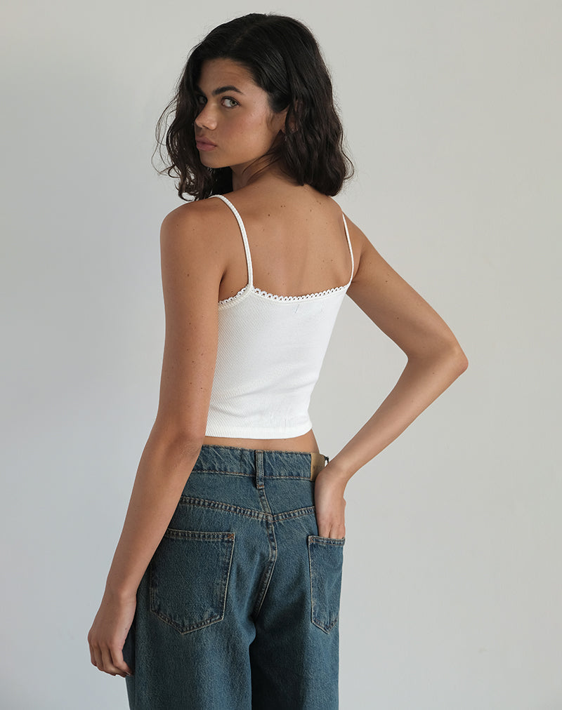 Afbeelding van Suna Vest Top in Little Girl Motief Wit