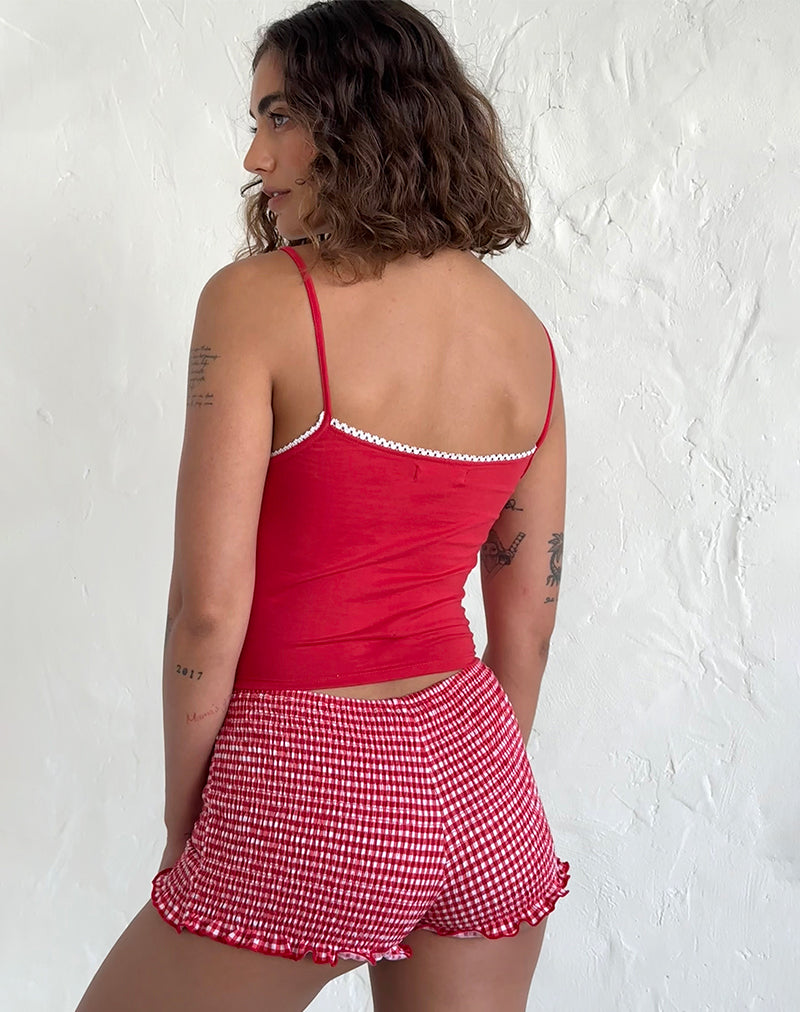 Afbeelding van Suna Vest Top in Tango Rood met Ivory Biezen