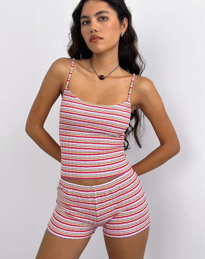Eunia Korte Broek in Stripe Rib Roze en Lila