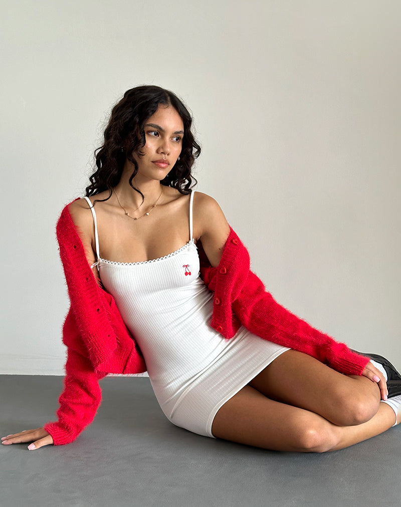 Sunali Mini Jurk in Off White met Kersen Embry