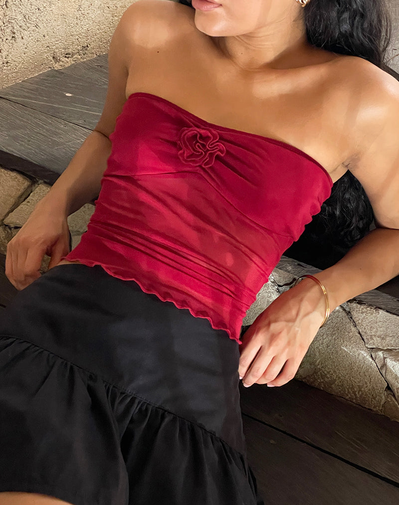Sunniva Bandeau Top in Kersenmaas