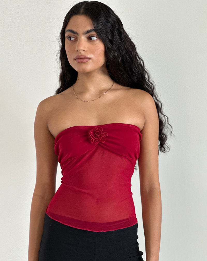 Sunniva Bandeau Top in Kersenmaas