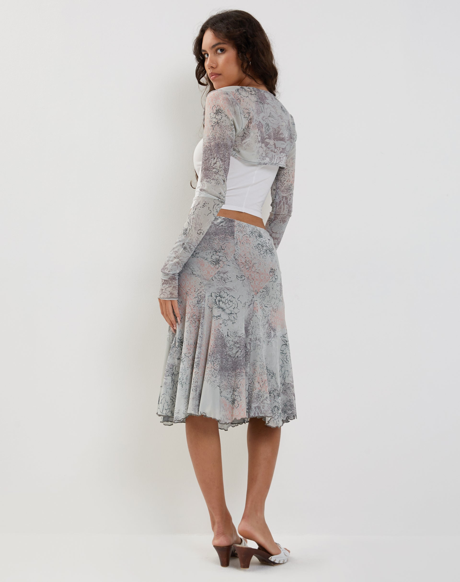 Afbeelding van Sloane Midi rok in Pastel Bloemen Kant