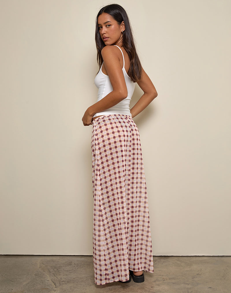 Afbeelding van Surina Maxi rok in chiffon vage ruit Perzik