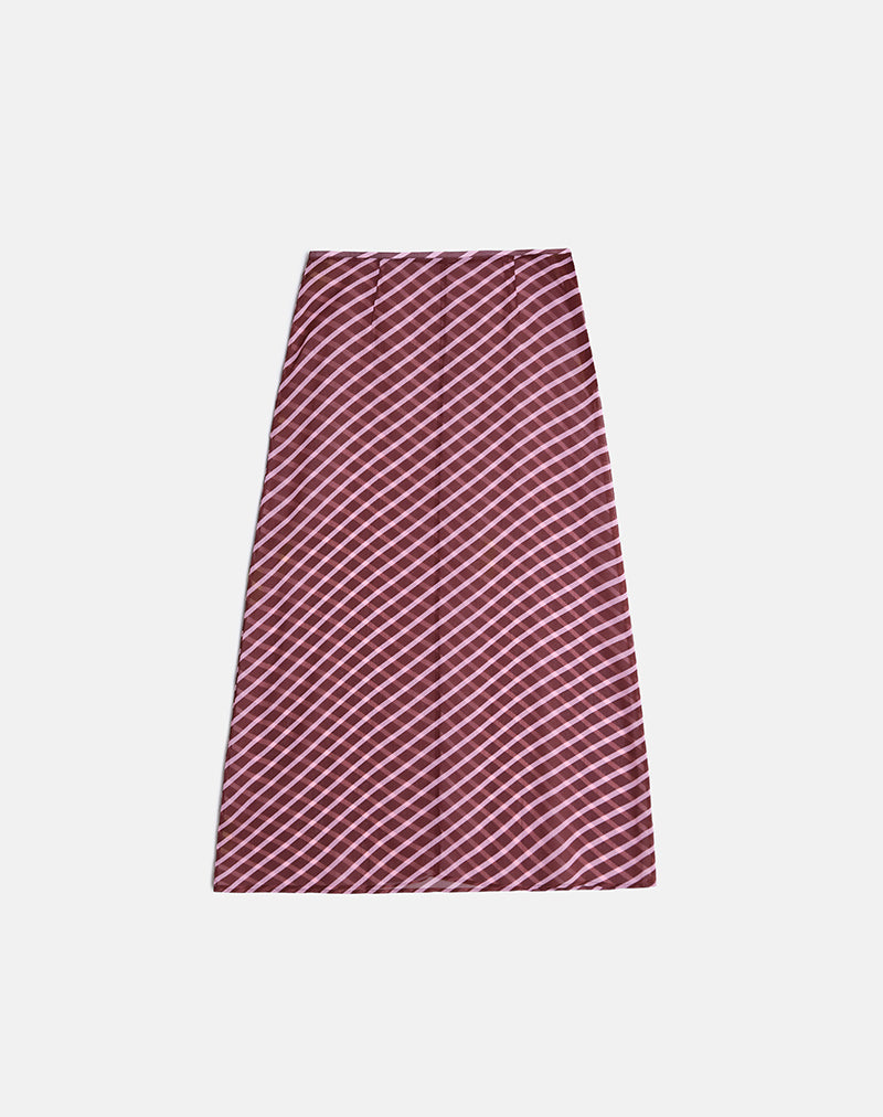 Image of Surina Maxi Skirt in Tilted Stripe Chiffon Pink and Burgundy